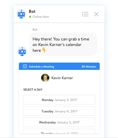 chatbot scheduling a meeting