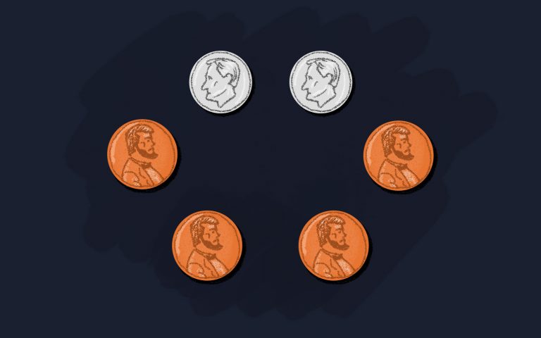two dimes and four pennies, twenty four cents