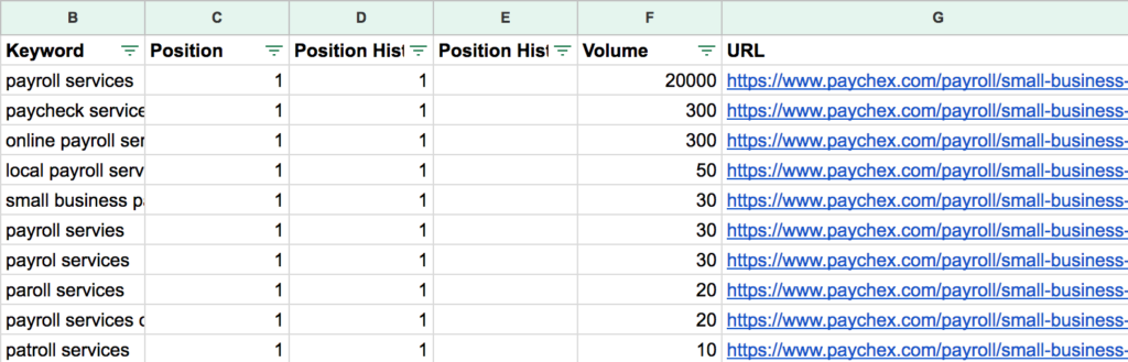 Add to competitors tab in spreadsheet